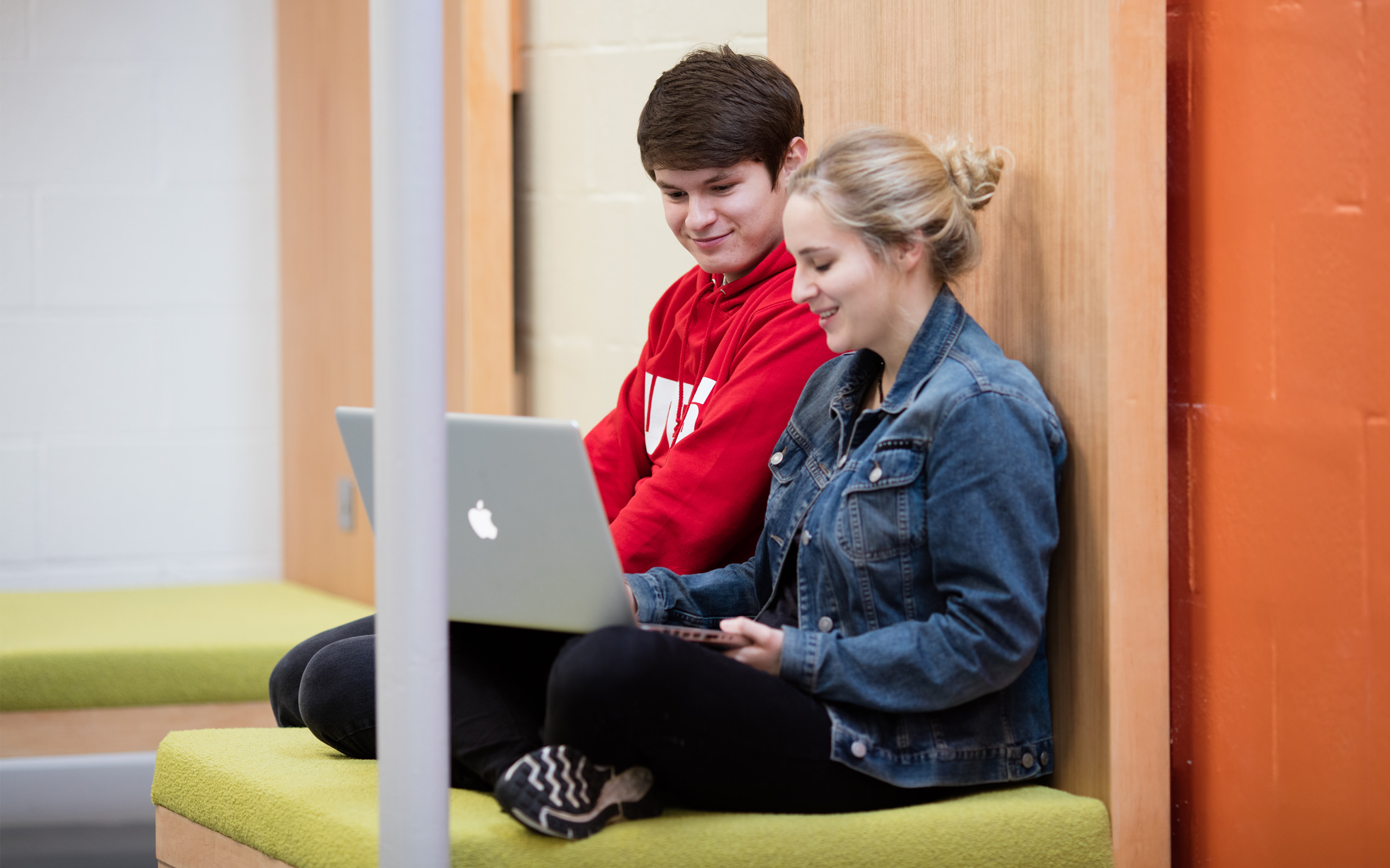Two students studying at Paisley campus