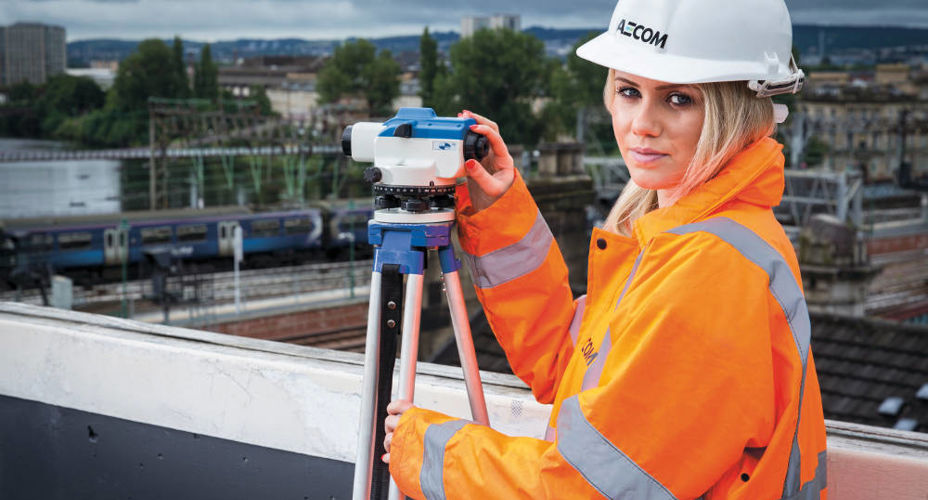 UWS_Alumna Katie Duff with surveying equipment