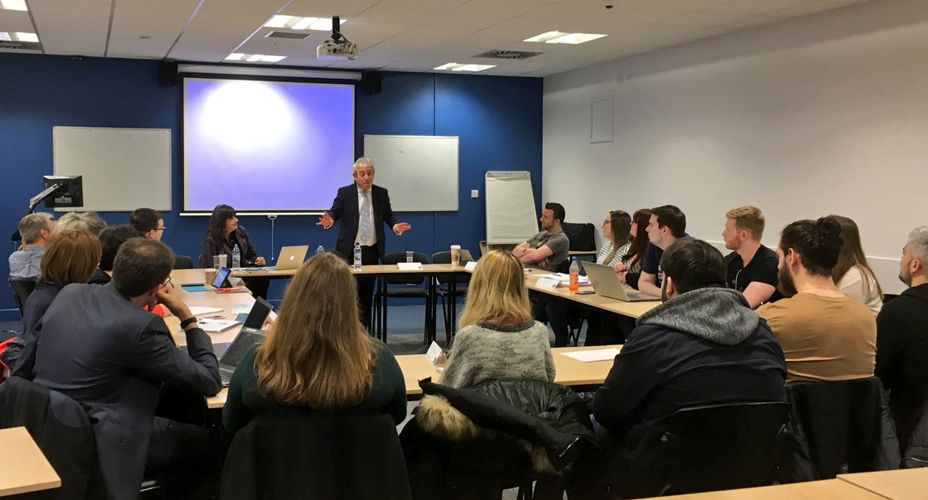 John Bercow addressing group of students