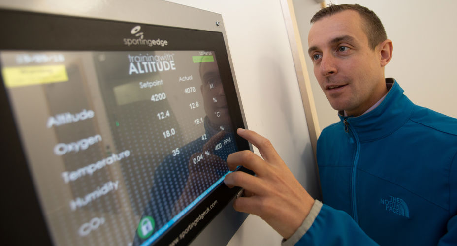 Chris Easton in Environmental Chamber using equipment