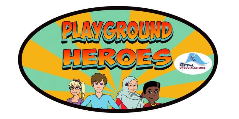 Digital art image of Playground heros and logo
