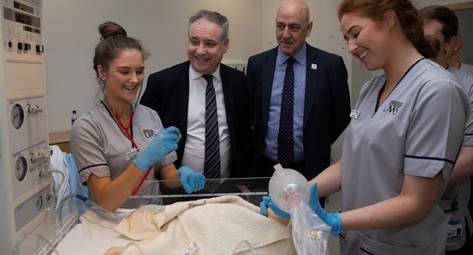 UWS Student nurses with Prof Mahoney and Richard Lochhead MSP