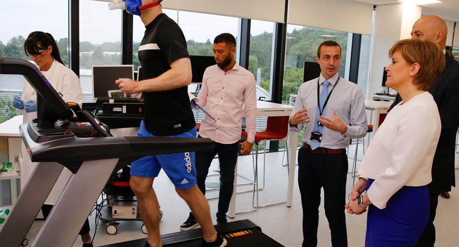 person on treadmill in Sports lab Lanarkshire campus