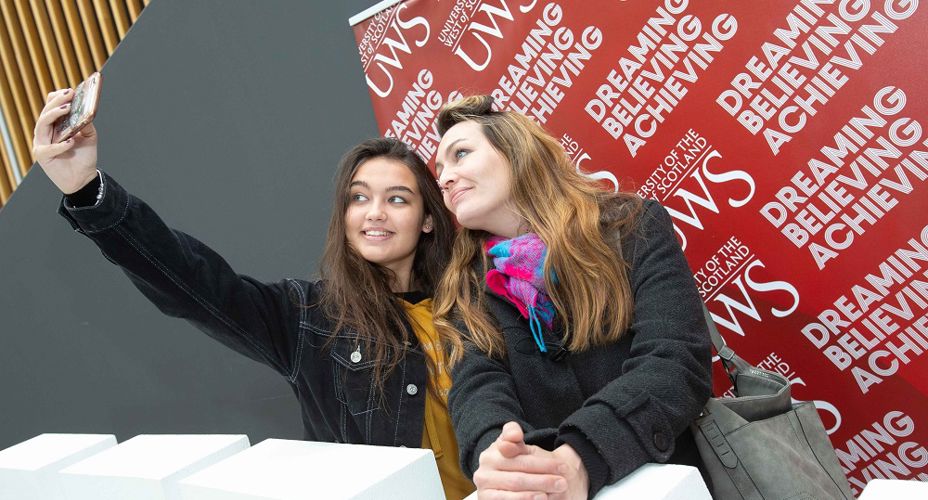 Students taking selfie