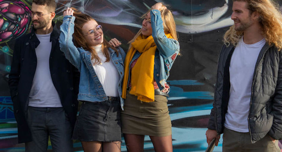 UWS students at graffiti wall in Glasgow.