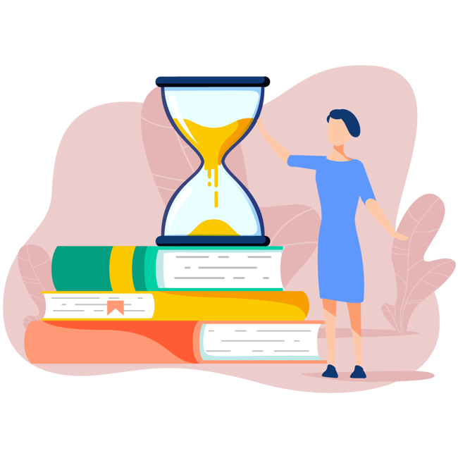Digital Art image of timer and books