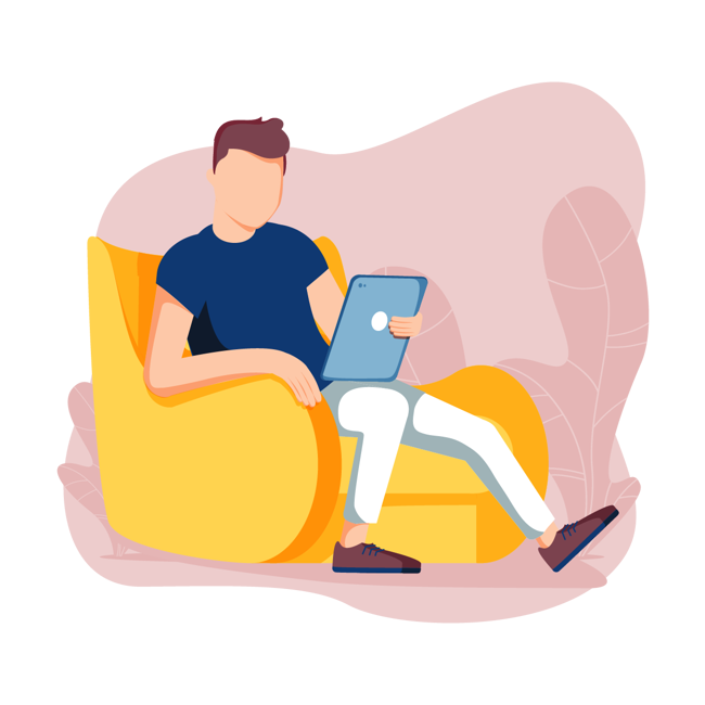 DIgital art of person on table sitting on chair