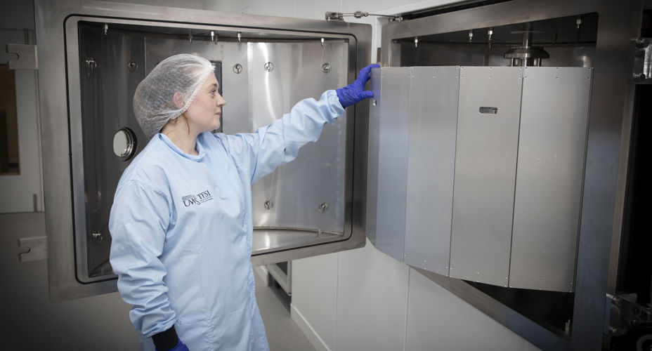 Student in Thin Film Lab