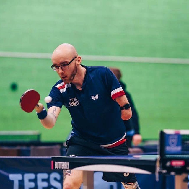Martin Perry, Team GB Para table tennis player, in action.