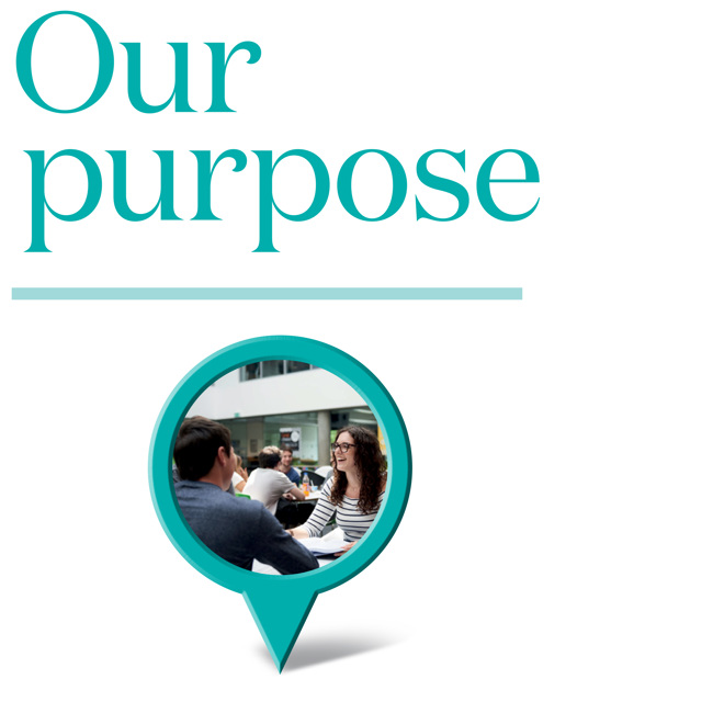 Section title - our purpose - with a group of students - UWS Strategy 2030